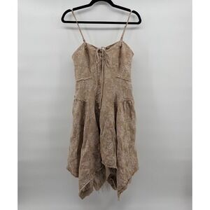 BY ANTHROPOLOGIE Corset Seamed Mini Dress Women Size M Beige Embroidered Floral